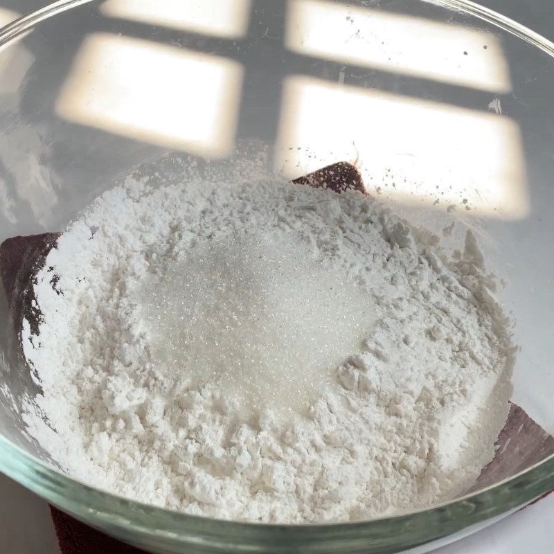 Bước 1 Trộn và hấp bột bánh mochi dẻo Mochi chấm kem sữa