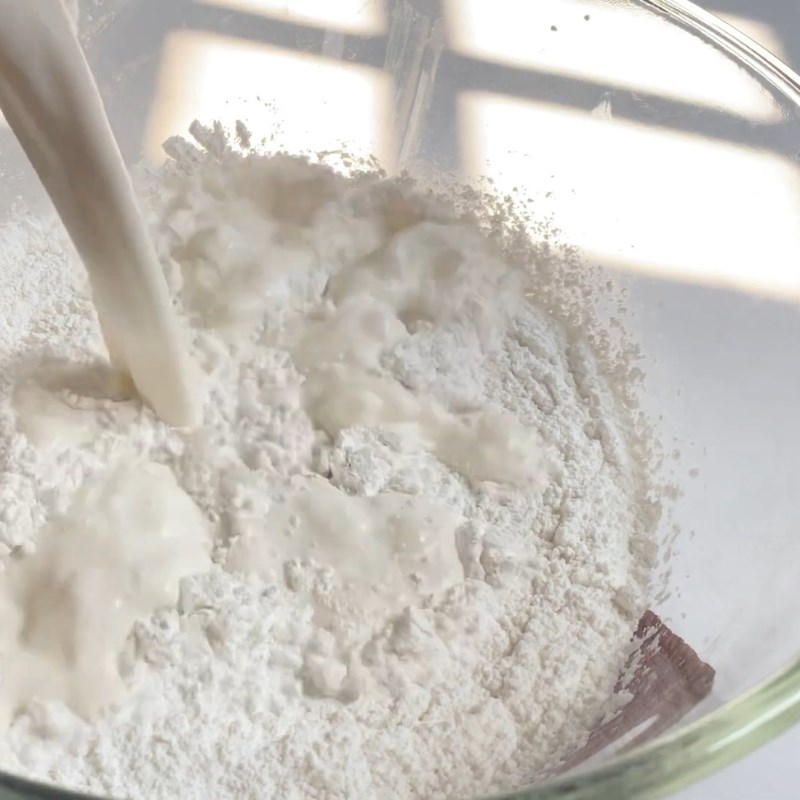 Bước 1 Trộn và hấp bột bánh mochi dẻo Mochi chấm kem sữa