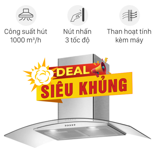 Máy hút mùi kính cong Kangaroo KG538