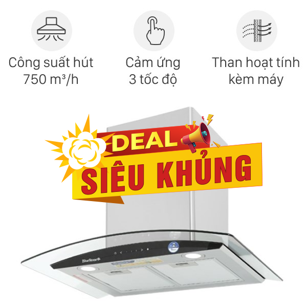 Máy hút mùi kính cong BlueStone HOB-8735