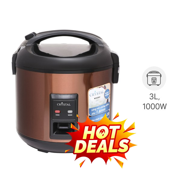 Nồi cơm nắp gài Crystal 3 lít NCG3001