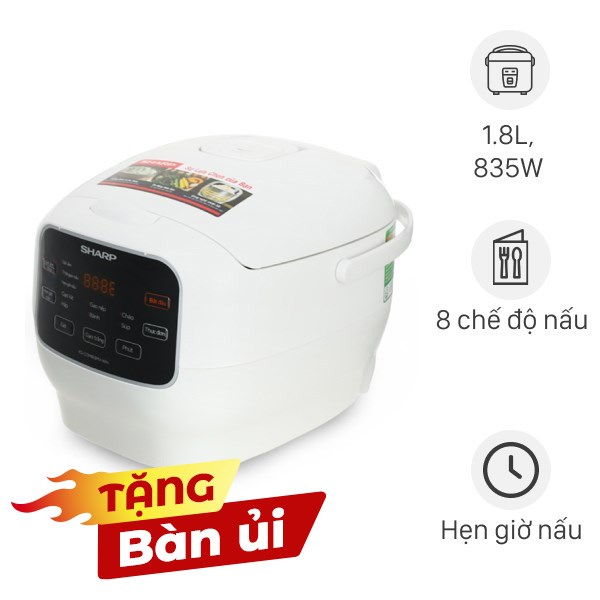 Nồi cơm điện tử Sharp 1.8 lít KS-COM183MV-WH