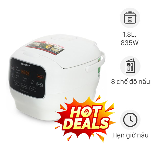 Nồi cơm điện tử Sharp 1.8 lít KS-COM183MV-WH