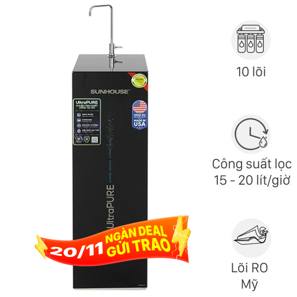 Máy lọc nước RO Hydrogen Sunhouse UltraPURE SHA8891KL 10 lõi