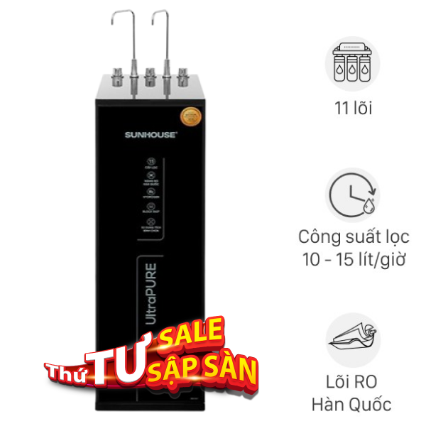 Máy lọc nước RO nóng nguội lạnh Hydrogen Sunhouse UltraPURE SHA76623KL 11 lõi