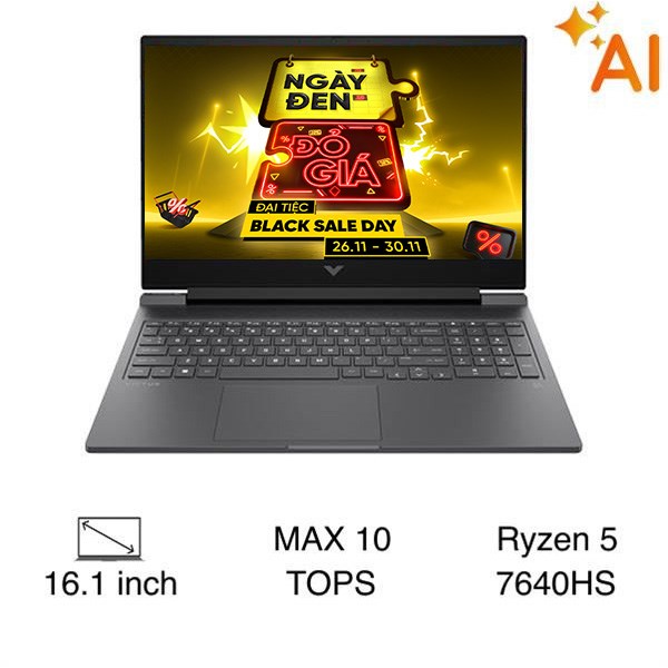 Laptop HP Gaming VICTUS 16 s0173AX - A9LG9PA (R5 7640HS, 16GB, 512GB, RTX 3050 6GB, Full HD 144Hz, Win11)