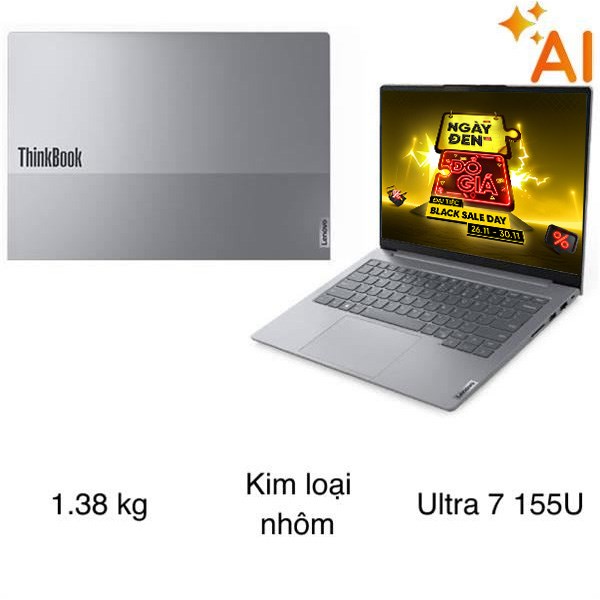 Laptop Lenovo ThinkBook 14 G7 - 21MR0070VN (Ultra 7 155U, 32GB, 1TB, WUXGA, Win11)