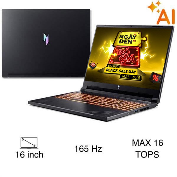 Laptop Acer Gaming Nitro V 16 ProPanel ANV16 41 R6ZY - NH.QP2SV.002 (R5 8645HS, 16GB, 512GB, RTX 3050 6GB, WUXGA 165Hz, Win11)