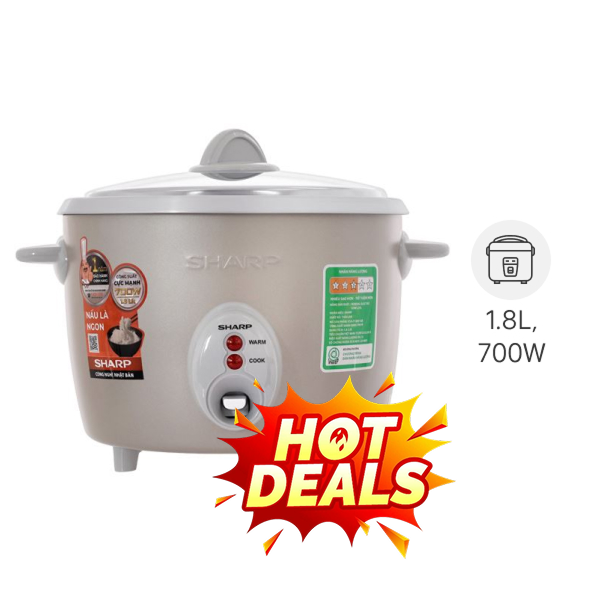 Nồi cơm nắp rời Sharp 1.8 lít KSH-F188V-GB
                Mẫu mới