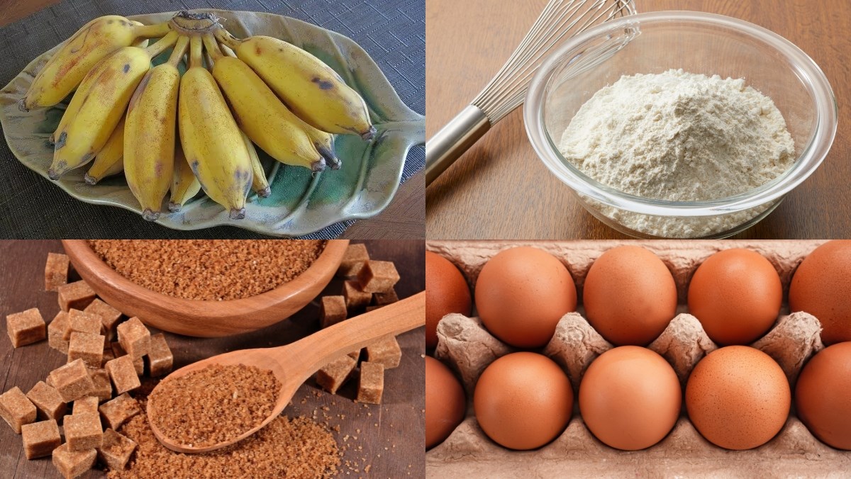 Nguyên liệu món ăn cách làm bánh chuối hấp bột mì