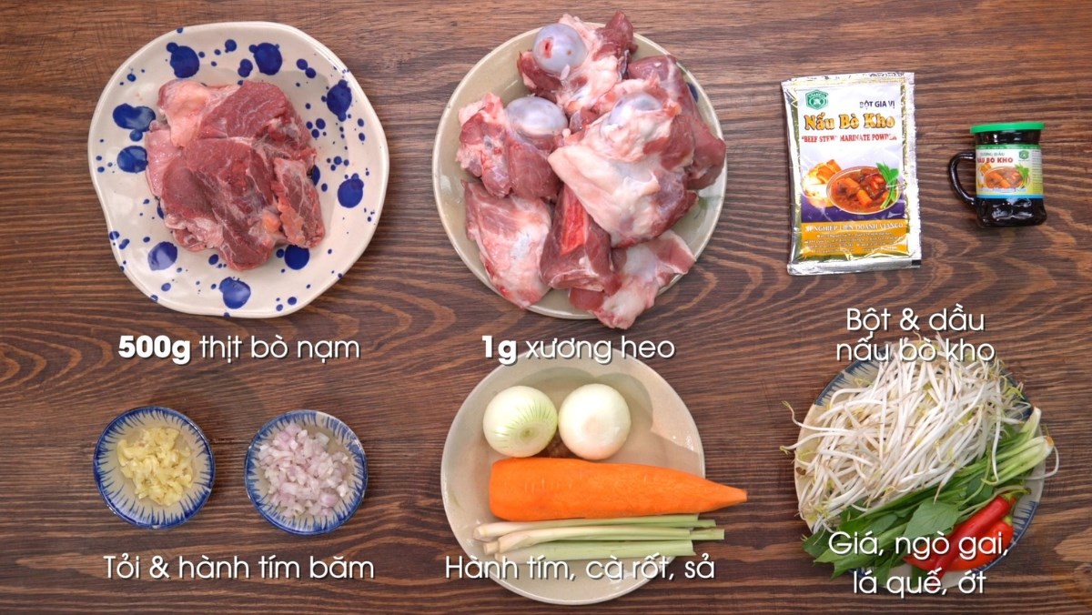 Nguyên liệu món ăn cách nấu bò kho bằng gói gia vị