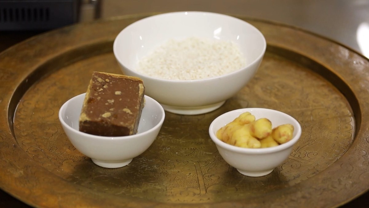 Nguyên liệu món ăn cách nấu chè gạo nếp gừng