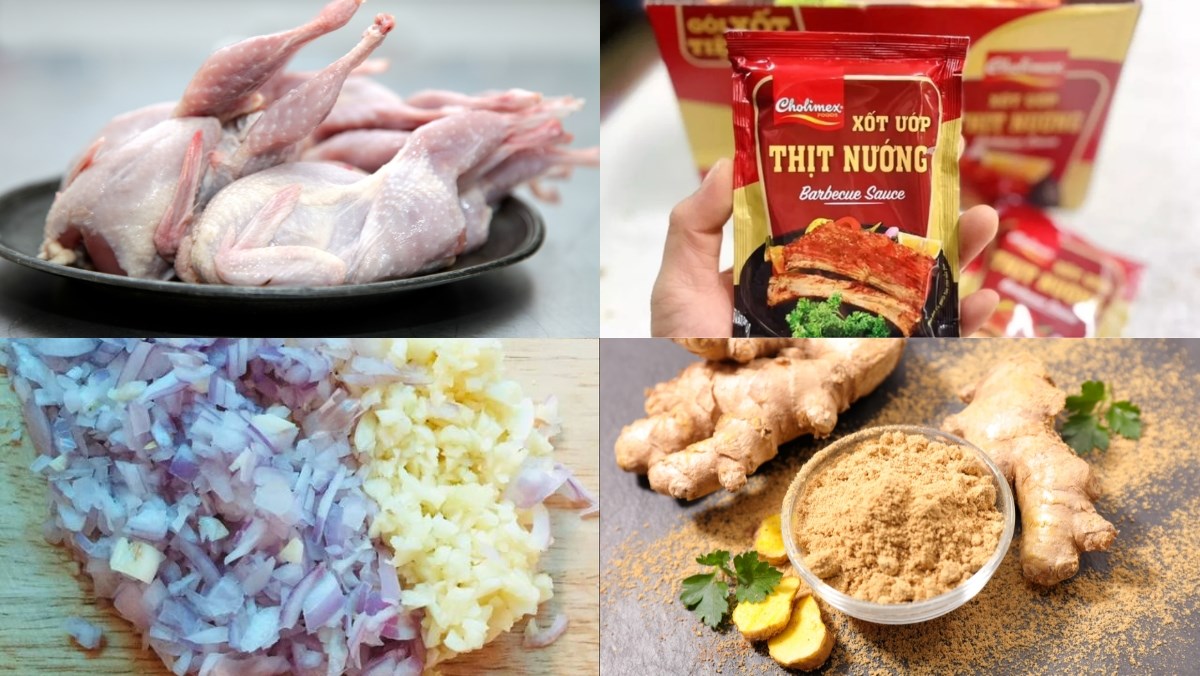 Nguyên liệu món ăn nướng chim cút bằng nồi chiên không dầu