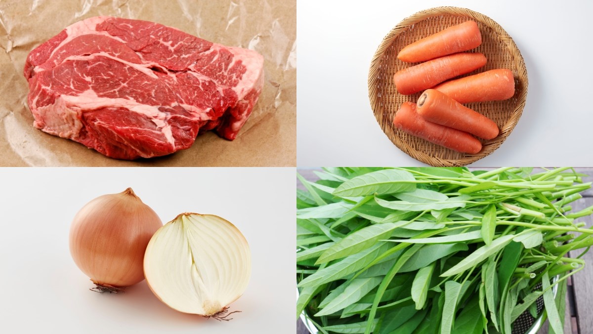 Nguyên liệu món ăn gỏi bò rau muống