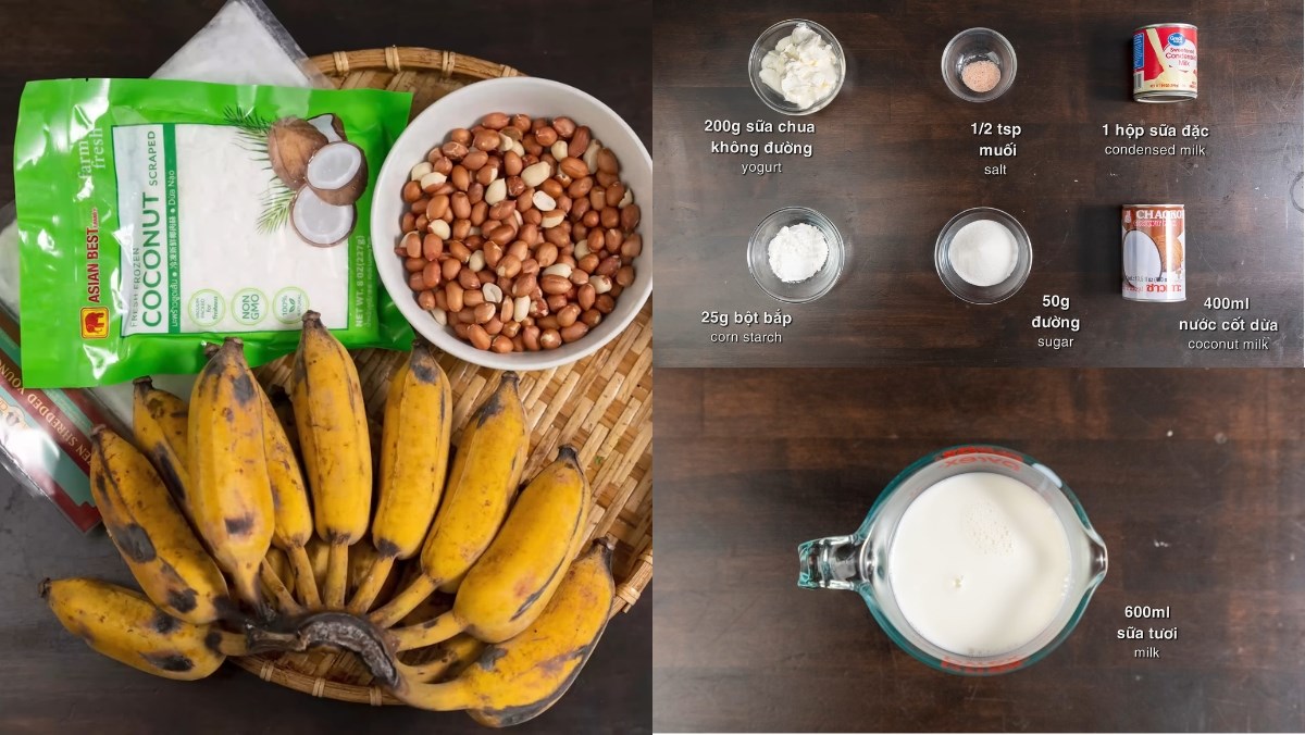 Nguyên liệu món ăn cách làm kem chuối bột năng