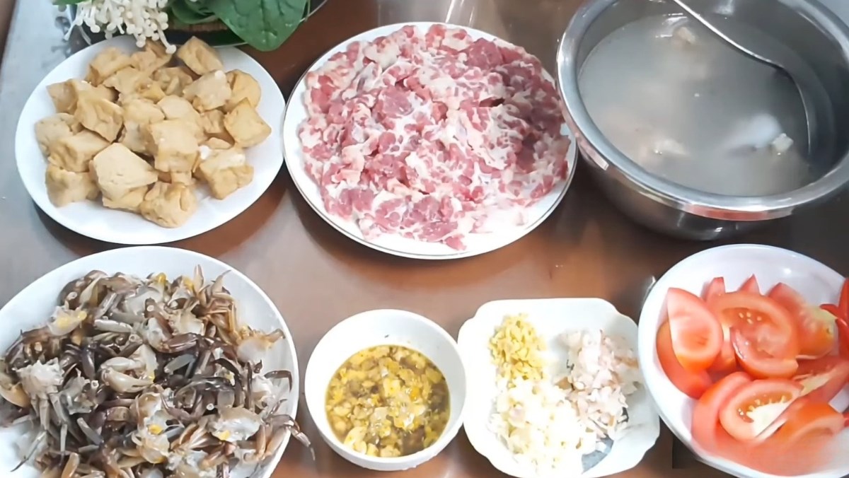 Nguyên liệu món ăn lẩu cua đồng miền nam