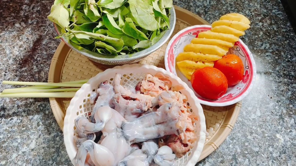 Nguyên liệu món ăn lẩu ếch chua cay