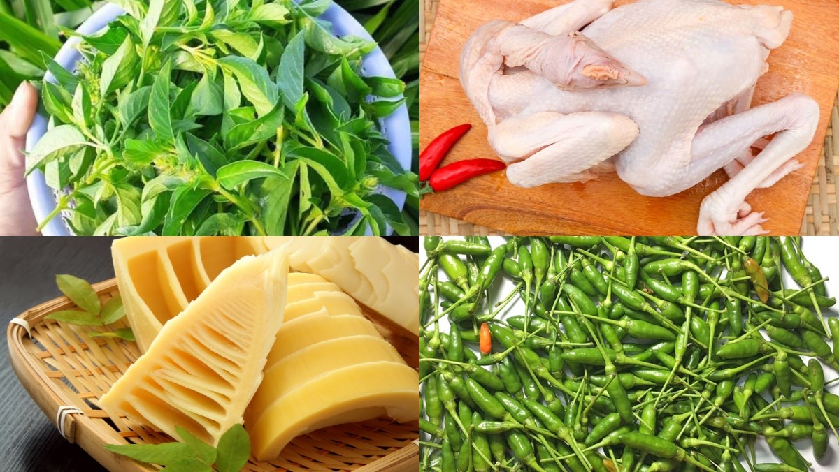 Nguyên liệu món ăn lẩu gà lá é đà lạt