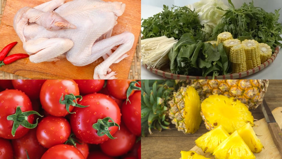 Nguyên liệu món ăn cách làm lẩu gà miền bắc
