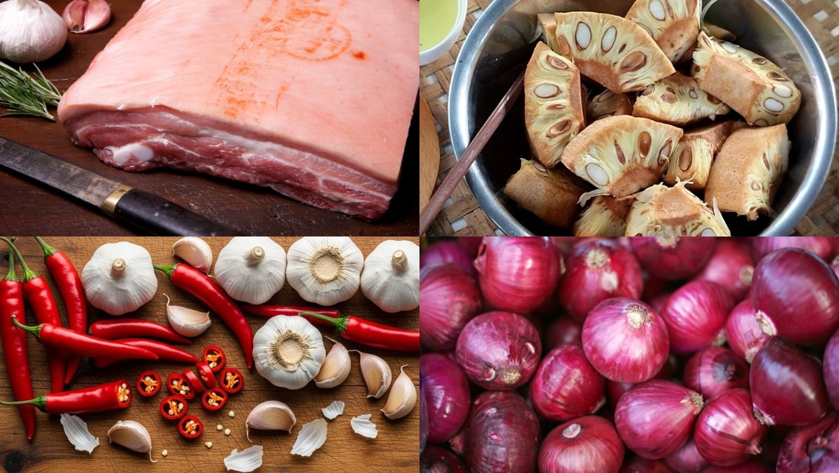 Nguyên liệu món ăn mít non kho thịt