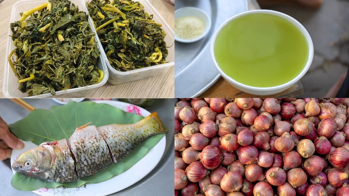 Nguyên liệu món ăn rau sắn muối chua nấu cá, cá nấu dưa sắn, canh cá rau sắn chua, cách nấu canh cá dưa sắn, rau sắn chua nấu cá