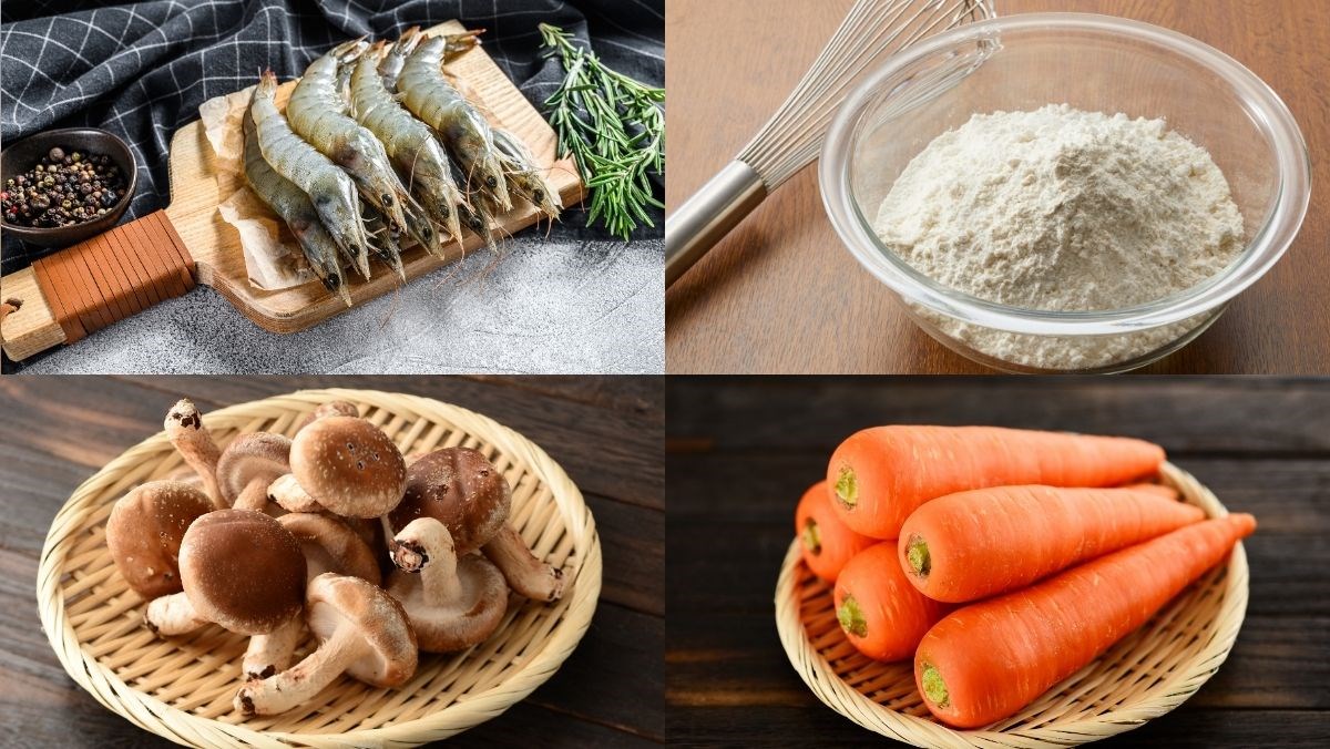 Nguyên liệu món ăn tôm chiên tempura