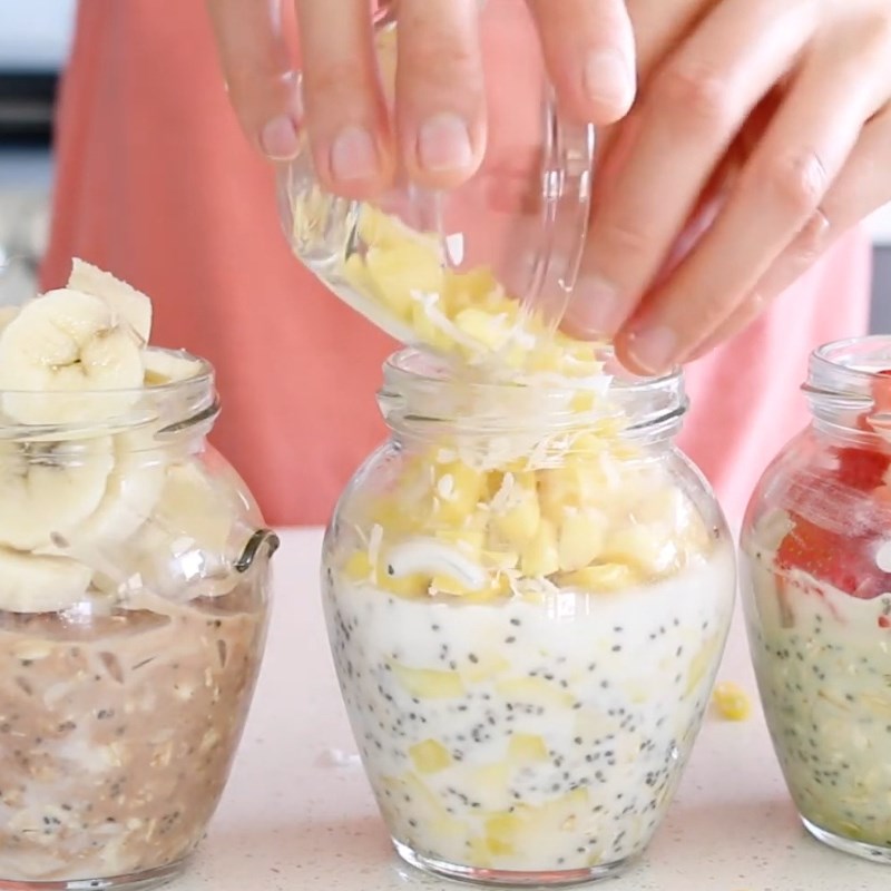 Bước 3 Chuẩn bị sữa chua yến mạch vị trà xanh dâu tây Sữa chua yến mạch