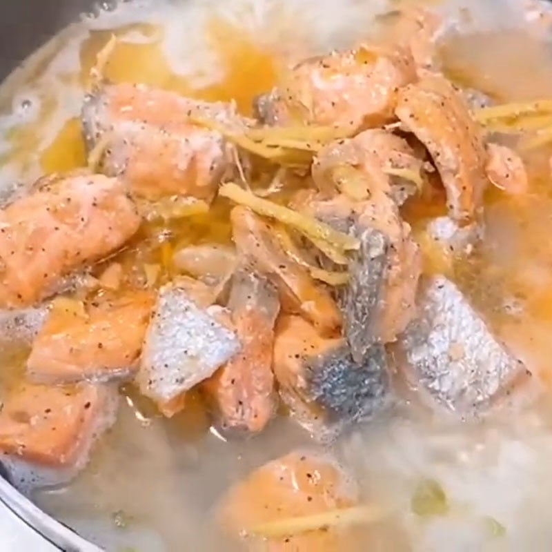 Bước 5 Hoàn thành nồi cháo cá hồi dinh dưỡng cháo cá hồi không tanh