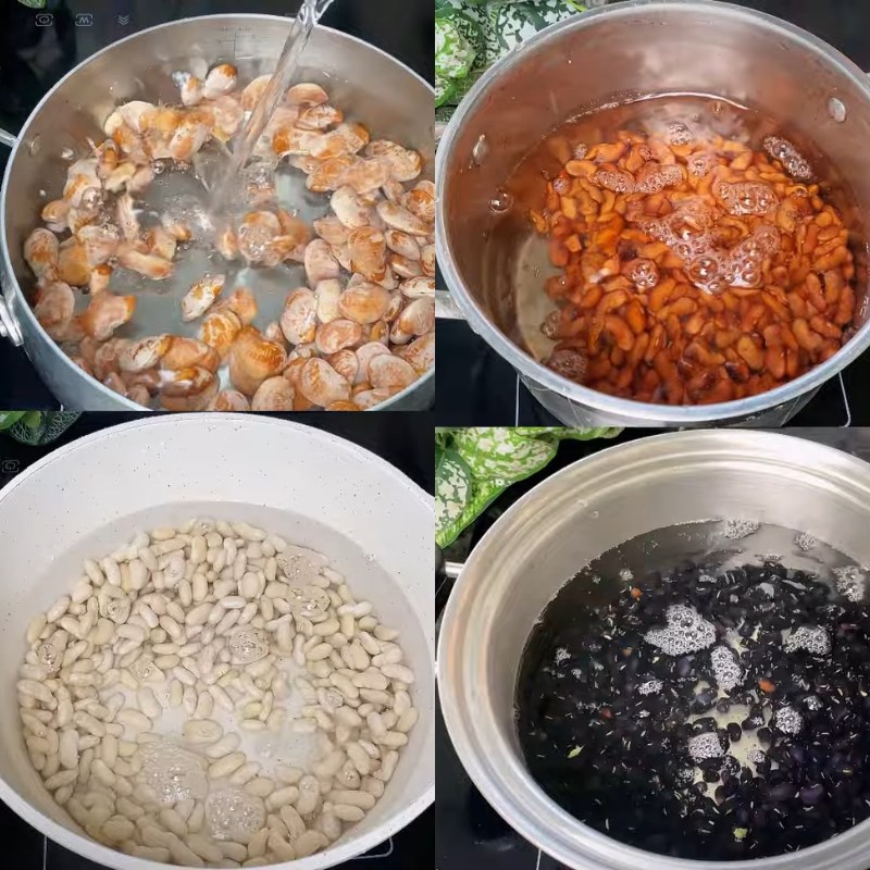 Bước 3 Luộc và ngào đường các loại đậu hạt Chè thập cẩm nước cốt dừa