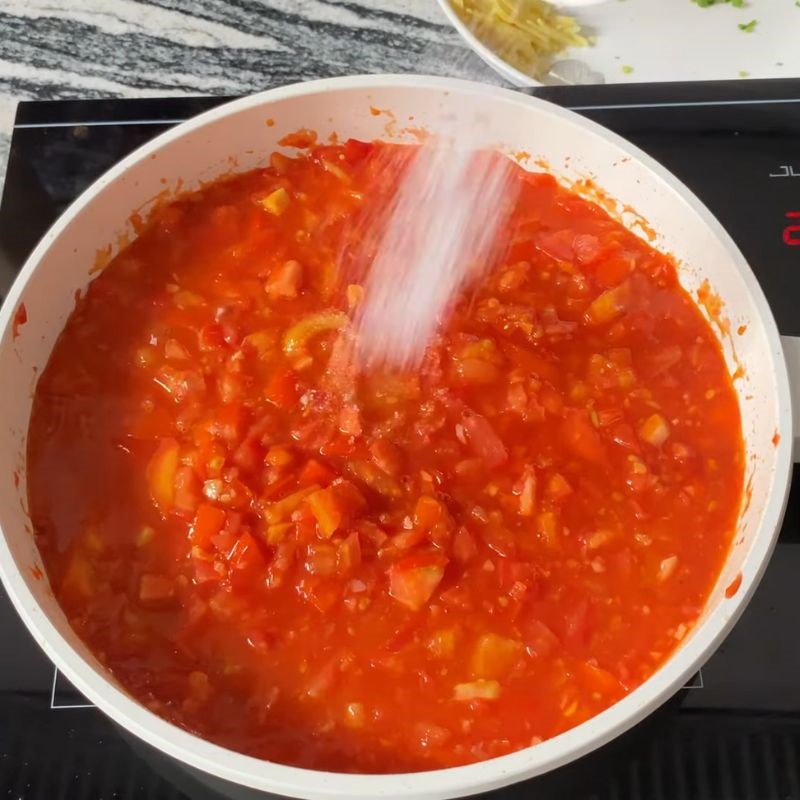 Bước 4 Nêm nếm gia vị và hoàn thiện sốt Cá chim sốt cà chua