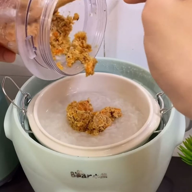 Bước 6 Trộn cháo và giữ ấm cháo gà cà rốt