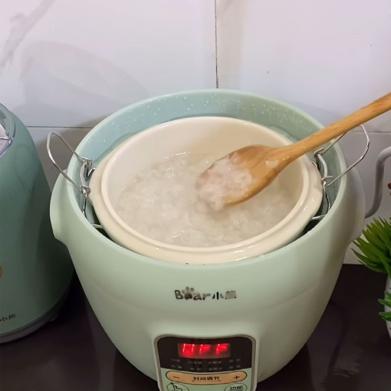 Bước 6 Trộn cháo và giữ ấm cháo gà cà rốt