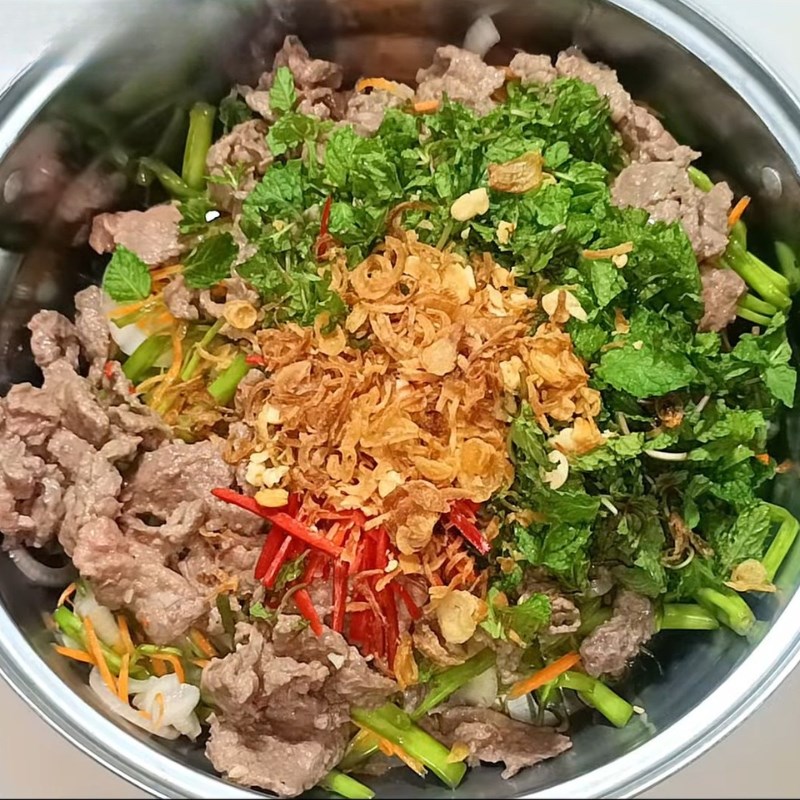 Bước 8 Trộn gỏi bò rau muống Gỏi bò rau muống