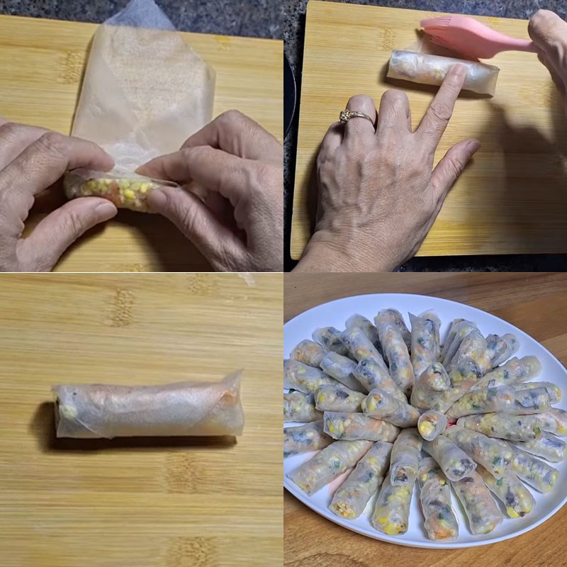 Bước 4 Trộn nhân và gói chả ram chả ram chay