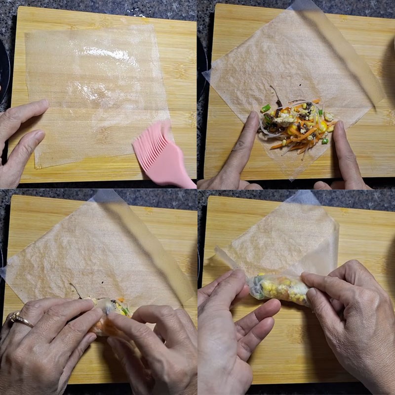 Bước 4 Trộn nhân và gói chả ram chả ram chay