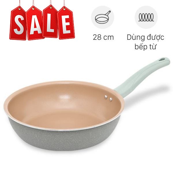 Chảo nhôm sâu chống dính vân đá đáy từ Elmich EL-5753MN Nguyên liệu món ăn phi lê cá rô phi chiên giòn