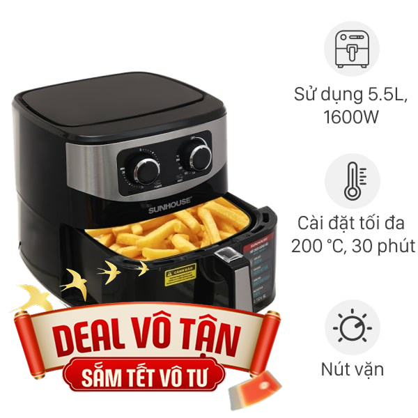 Nồi chiên không dầu Sunhouse 6 lít SHD4062
