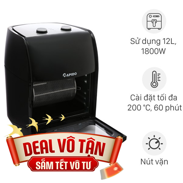 Lò chiên không dầu Rapido 12 lít RAF-12M1
