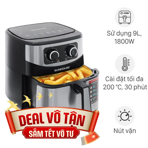 Nồi chiên không dầu Sunhouse 9 lít SHD4035
