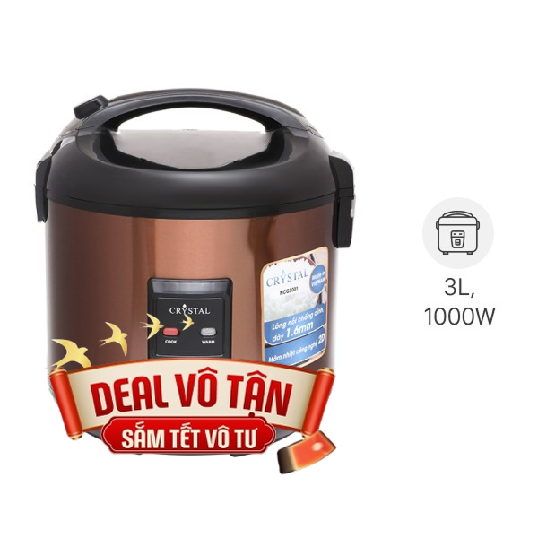 Nồi cơm nắp gài Crystal 3 lít NCG3001