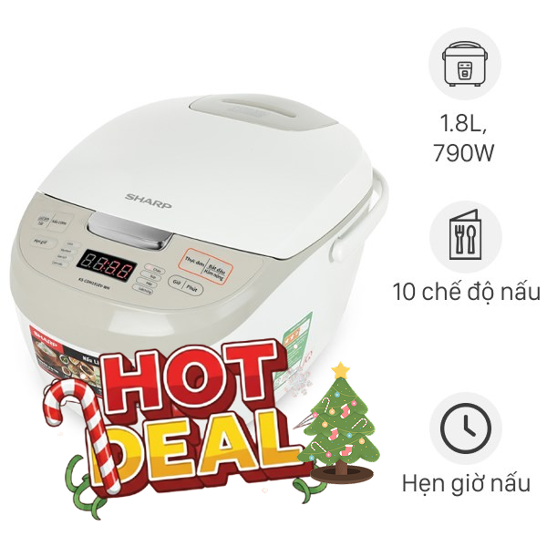 Nồi cơm điện tử Sharp 1.8 lít KS-COM191EV-WH