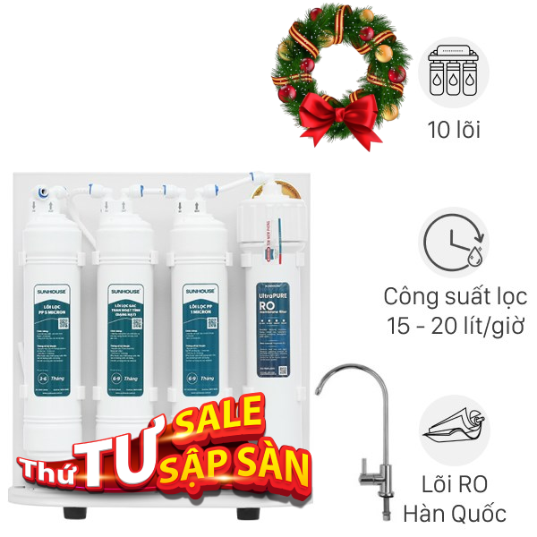 Máy lọc nước RO Hydrogen Sunhouse SHA8201KV 10 lõi