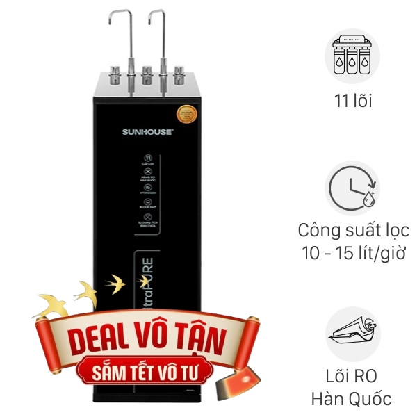 Máy lọc nước RO nóng nguội lạnh Hydrogen Sunhouse SHA76623KL