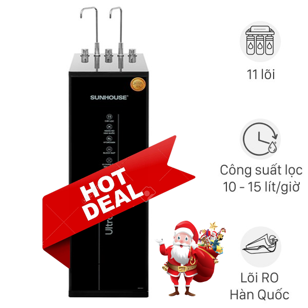 Máy lọc nước RO nóng nguội lạnh Hydrogen Sunhouse UltraPURE SHA76623KL 11 lõi
