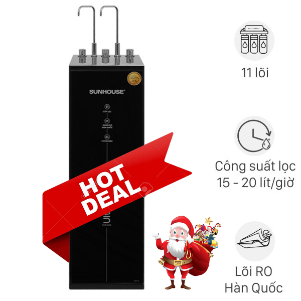 Máy lọc nước RO nóng nguội lạnh Hydrogen Sunhouse UltraPURE SHA76222KL 11 lõi