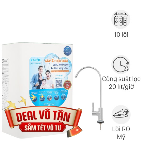 Máy lọc nước RO Hydrogen Karofi KAQ-U98 Pro
