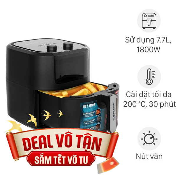 Nồi chiên không dầu Sunhouse 9 lít SHD4037
