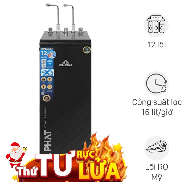 Máy lọc nước RO nóng nguội lạnh Hydrogen Hòa Phát HPN639 12 lõi