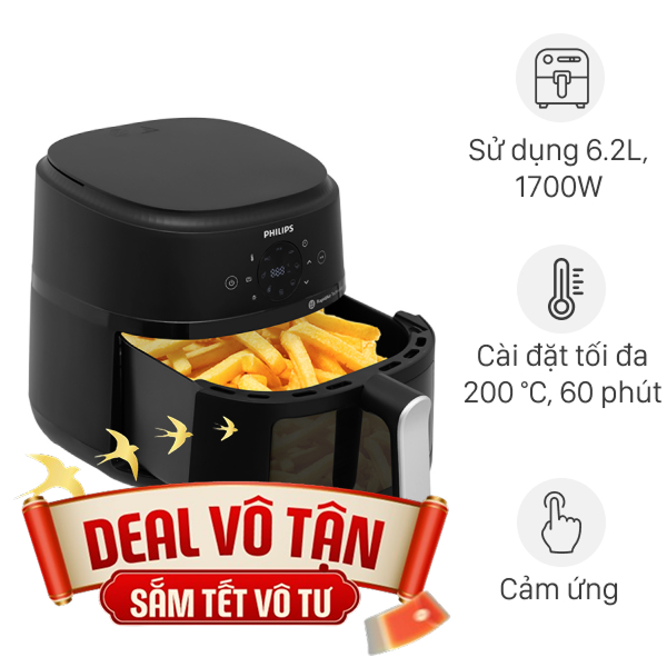 Nồi chiên không dầu Philips 6.2 lít NA231/00