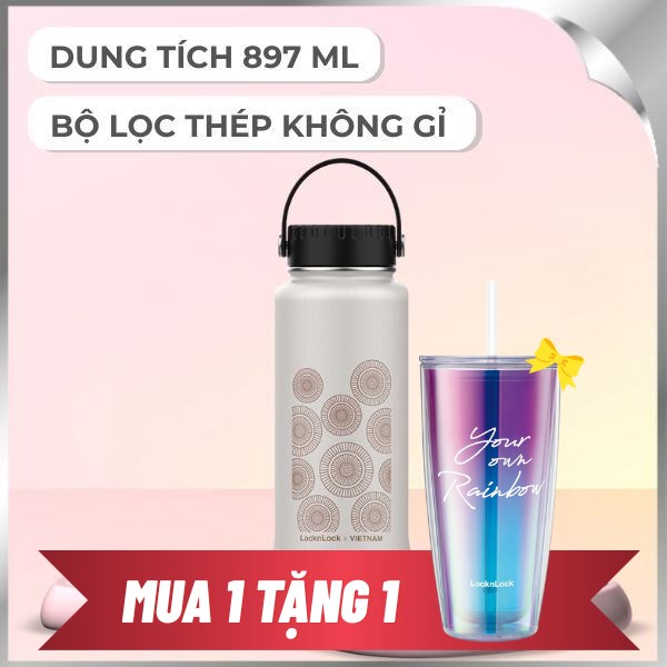 Bình giữ nhiệt nóng lạnh Inox 897 ml Lock&Lock LHC4160BEG